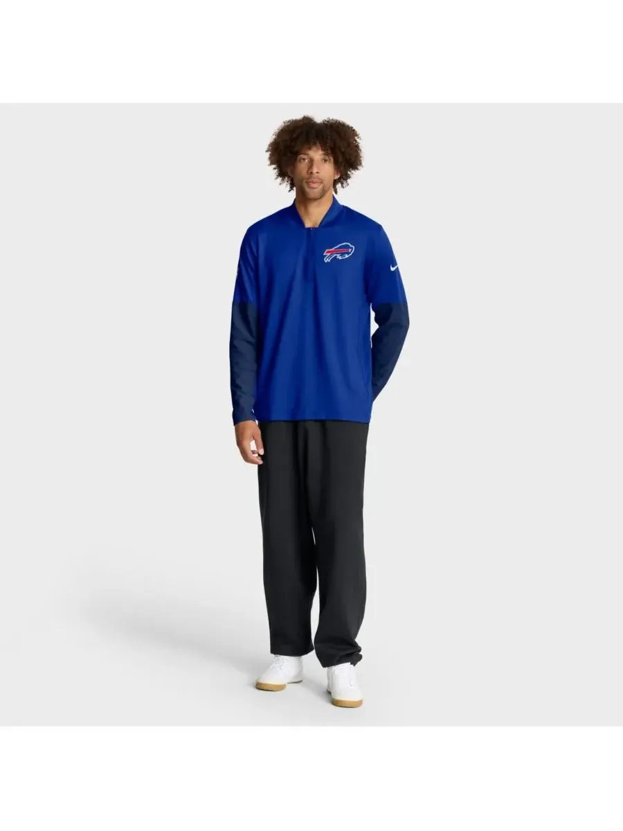Мужская толстовка с капюшоном Royal Buffalo Bills Sideline Dri-FIT с половинной молнией Nike — изображение 3 из 5