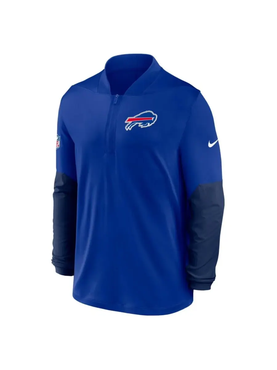 Мужская толстовка с капюшоном Royal Buffalo Bills Sideline Dri-FIT с половинной молнией Nike — изображение 5 из 5