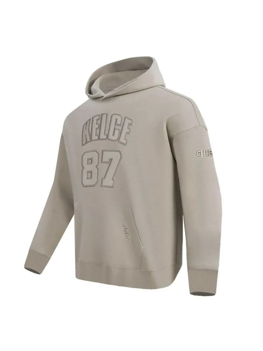 Мужская толстовка с капюшоном Travis Kelce Tan Kansas City Chiefs с именем и номером игрока Pro — изображение 3 из 4, бежевый