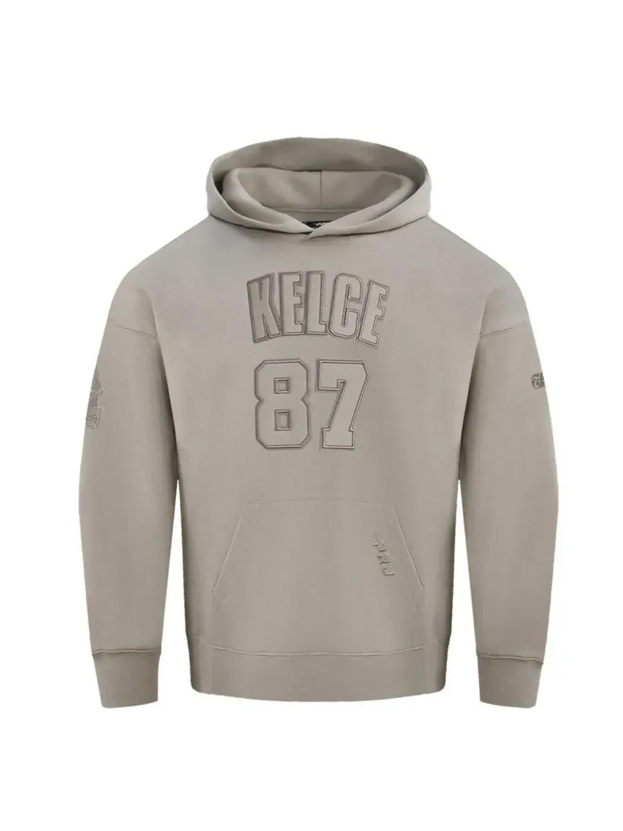 Мужская толстовка с капюшоном Travis Kelce Tan Kansas City Chiefs с именем и номером игрока Pro — изображение 4 из 4, бежевый