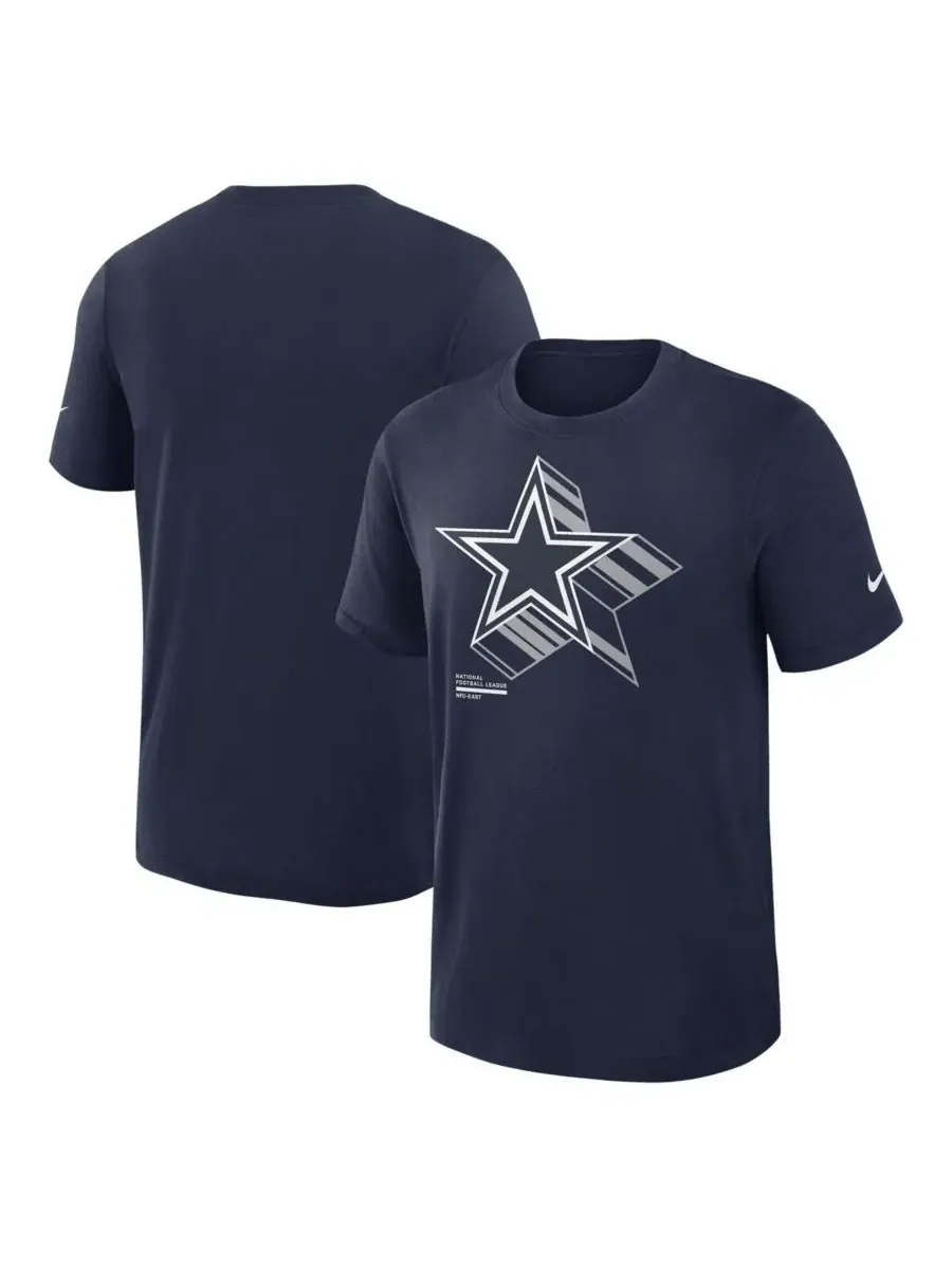 Nike Мужская темно-синяя футболка Dallas Cowboys Left End Run Slub Performance