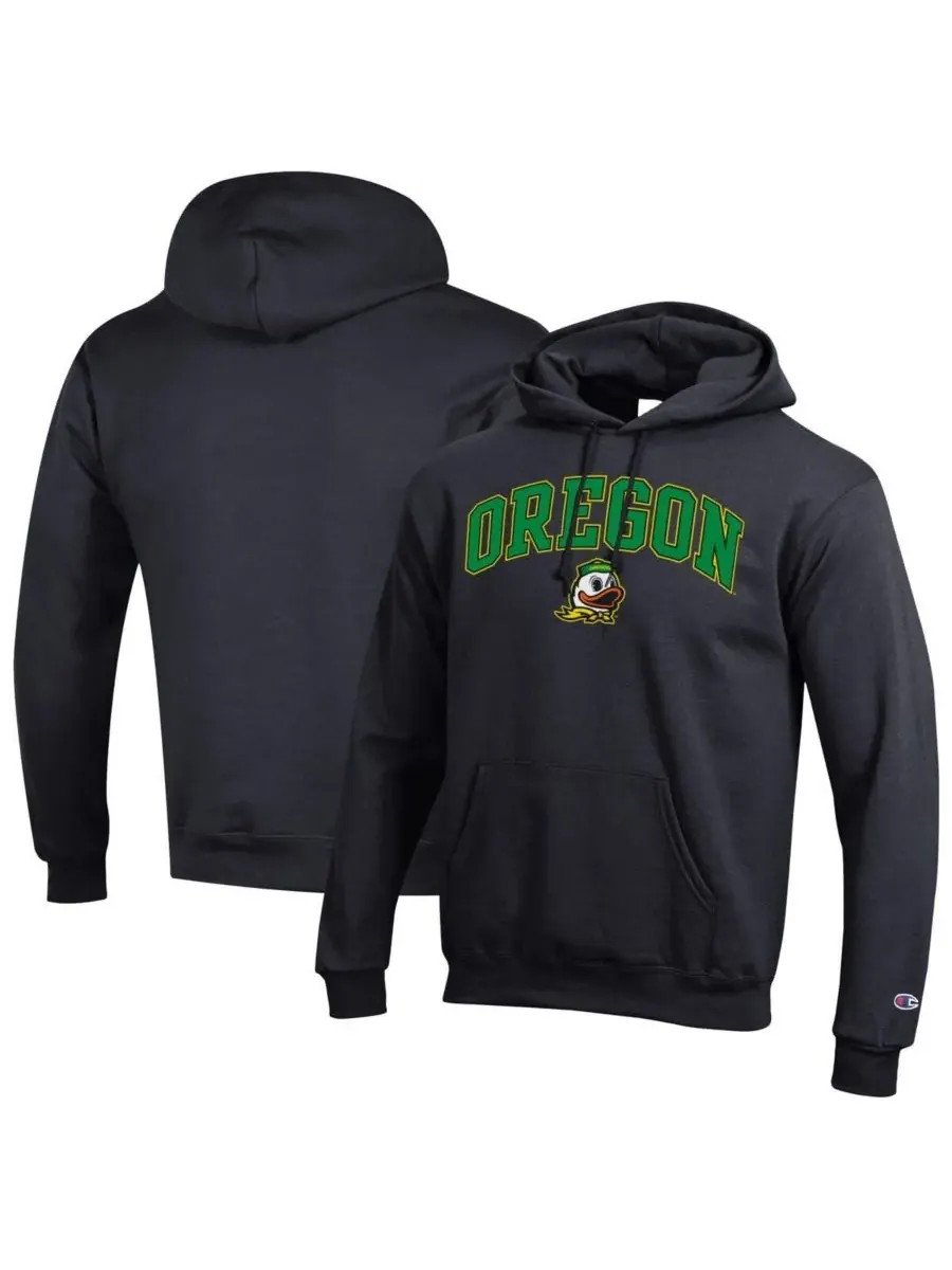 Champion Мужская черная толстовка с капюшоном Oregon Ducks с логотипом в виде арки