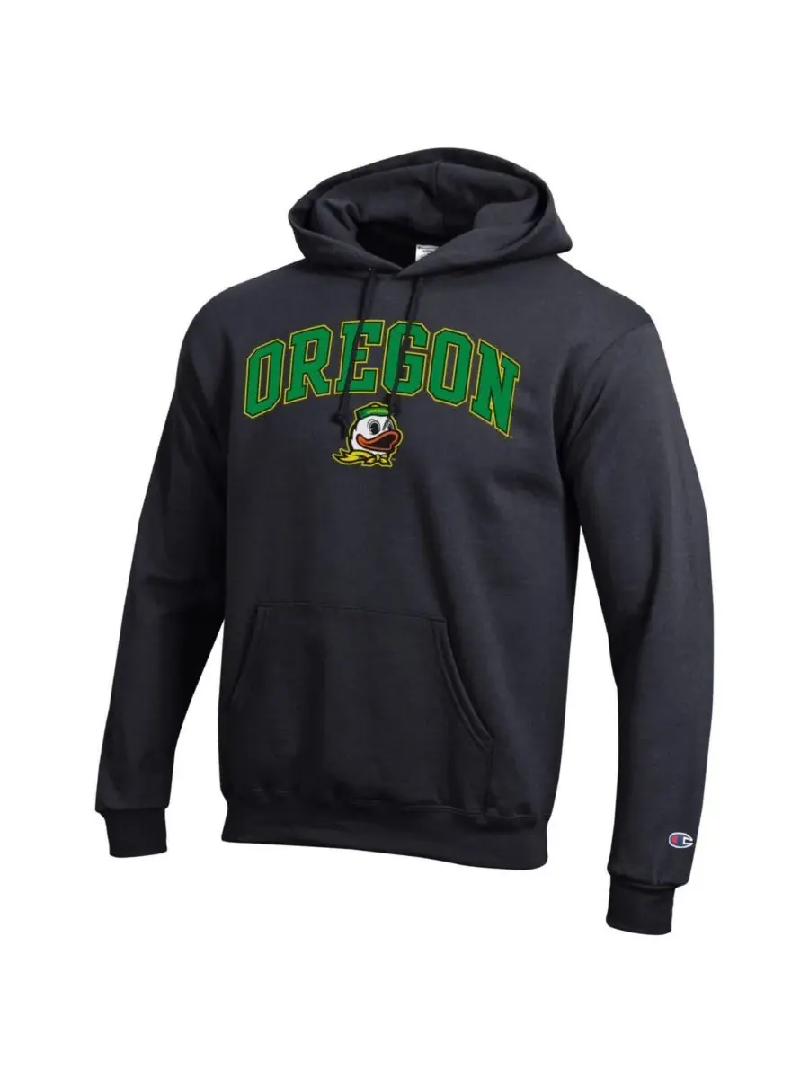 Champion Мужская черная толстовка с капюшоном Oregon Ducks с логотипом в виде арки — изображение 2 из 3, черный