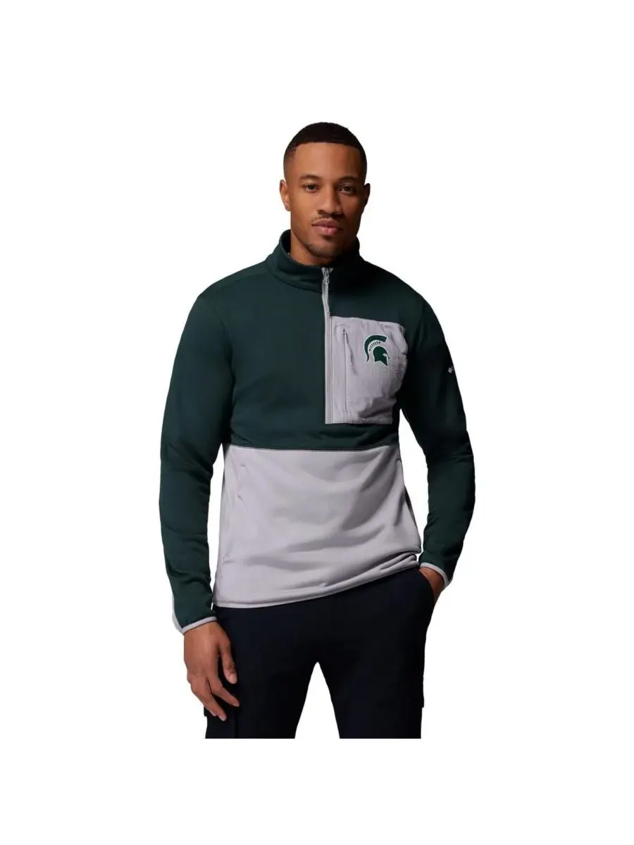 Columbia Мужская зелено-серая толстовка Michigan State Spartans Hike Omni-Wick с застежкой-молнией