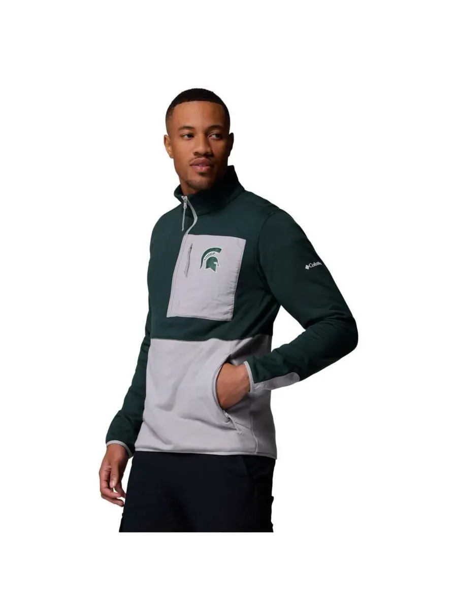 Columbia Мужская зелено-серая толстовка Michigan State Spartans Hike Omni-Wick с застежкой-молнией — изображение 3 из 5