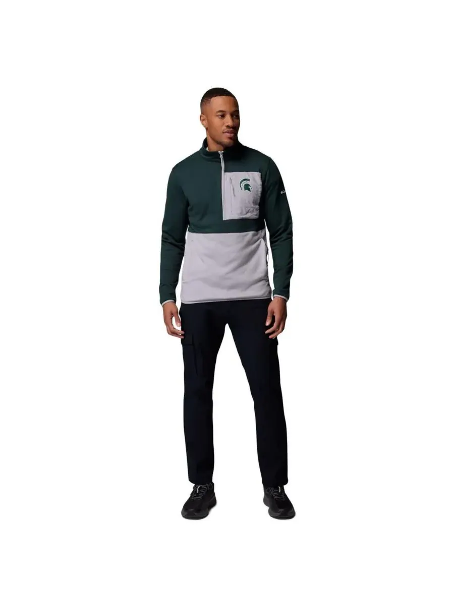 Columbia Мужская зелено-серая толстовка Michigan State Spartans Hike Omni-Wick с застежкой-молнией — изображение 4 из 5