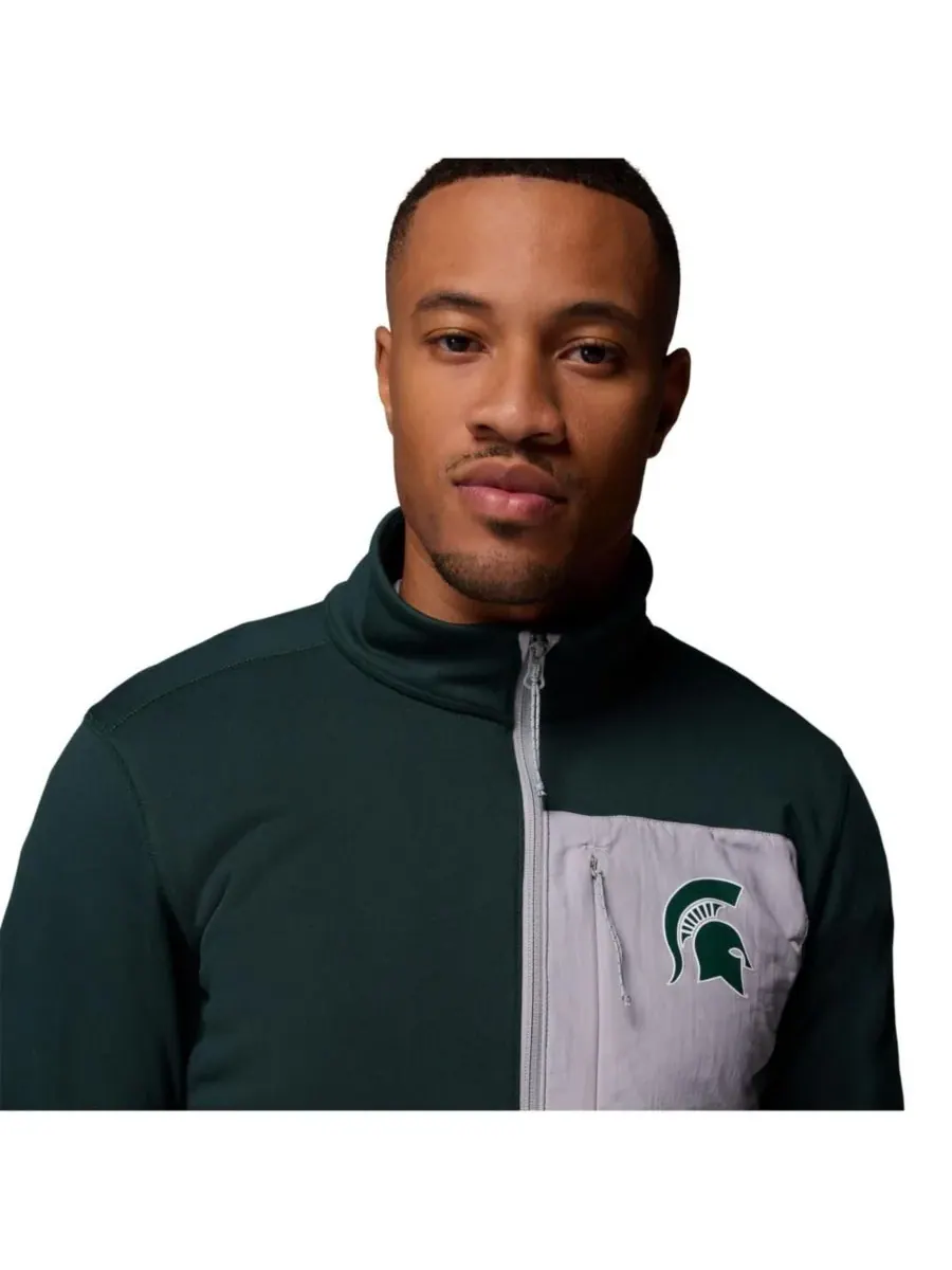 Columbia Мужская зелено-серая толстовка Michigan State Spartans Hike Omni-Wick с застежкой-молнией — изображение 5 из 5