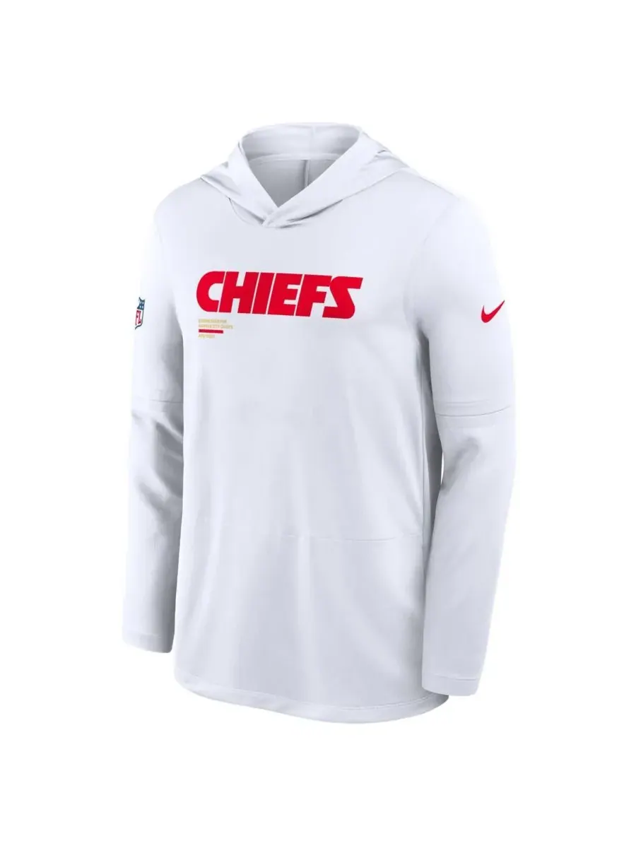 Nike Мужская белая толстовка с длинными рукавами Kansas City Chiefs Sideline Pure Fury Performance
