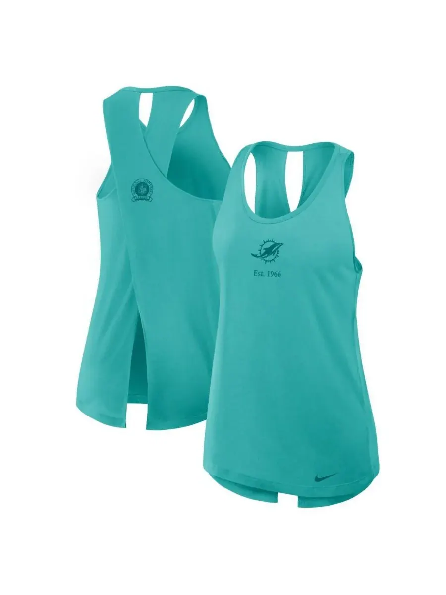 Женская майка Aqua Miami Dolphins Glory Crisscross Performance Tank Top Nike