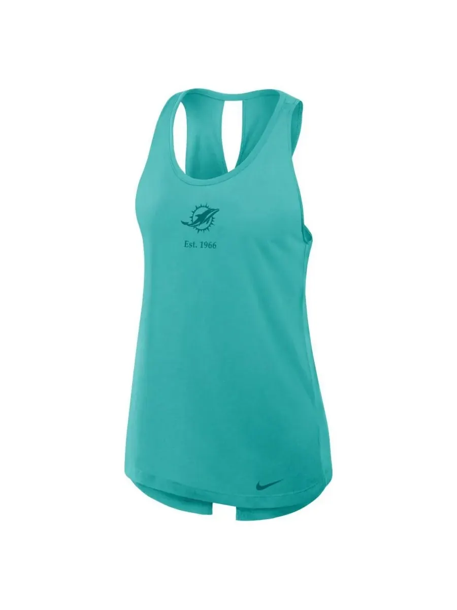 Женская майка Aqua Miami Dolphins Glory Crisscross Performance Tank Top Nike — изображение 5 из 5, голубой
