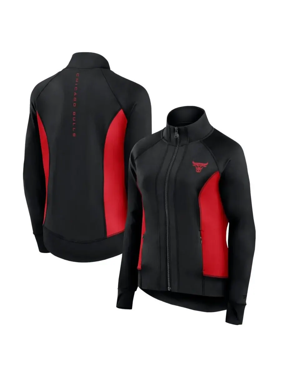 Fanatics Signature Женская черная спортивная куртка Chicago Bulls Studio Fitted Full-Zip Gym Track