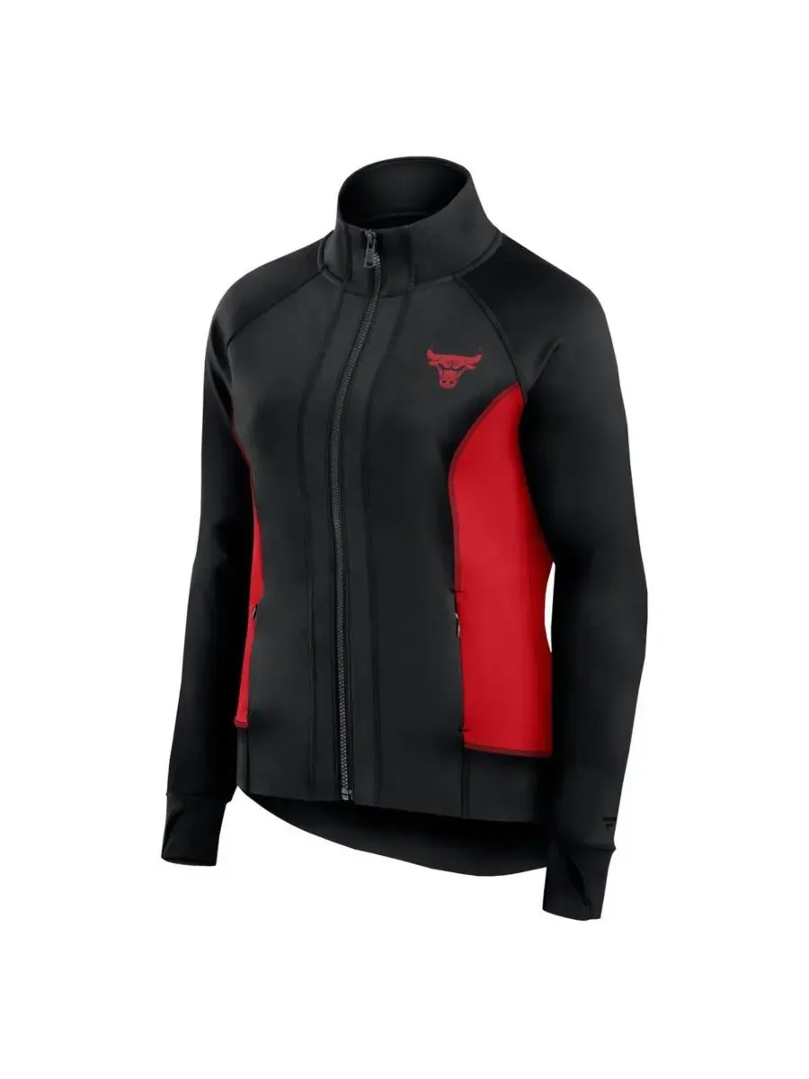 Fanatics Signature Женская черная спортивная куртка Chicago Bulls Studio Fitted Full-Zip Gym Track — изображение 2 из 3