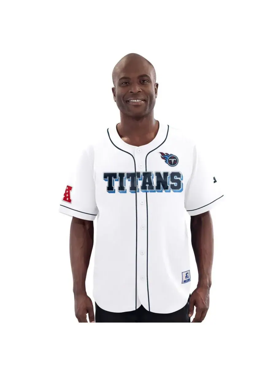 Starter Мужская белая бейсбольная майка Tennessee Titans Relay с застежкой на все пуговицы