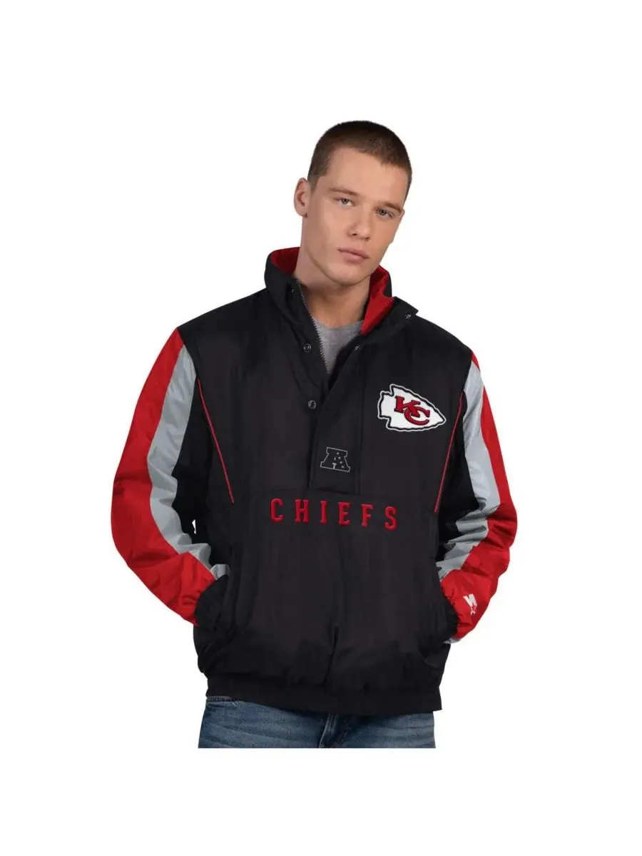 Starter Мужская черная куртка Kansas City Chiefs Thursday Night Gridiron с половинной молнией