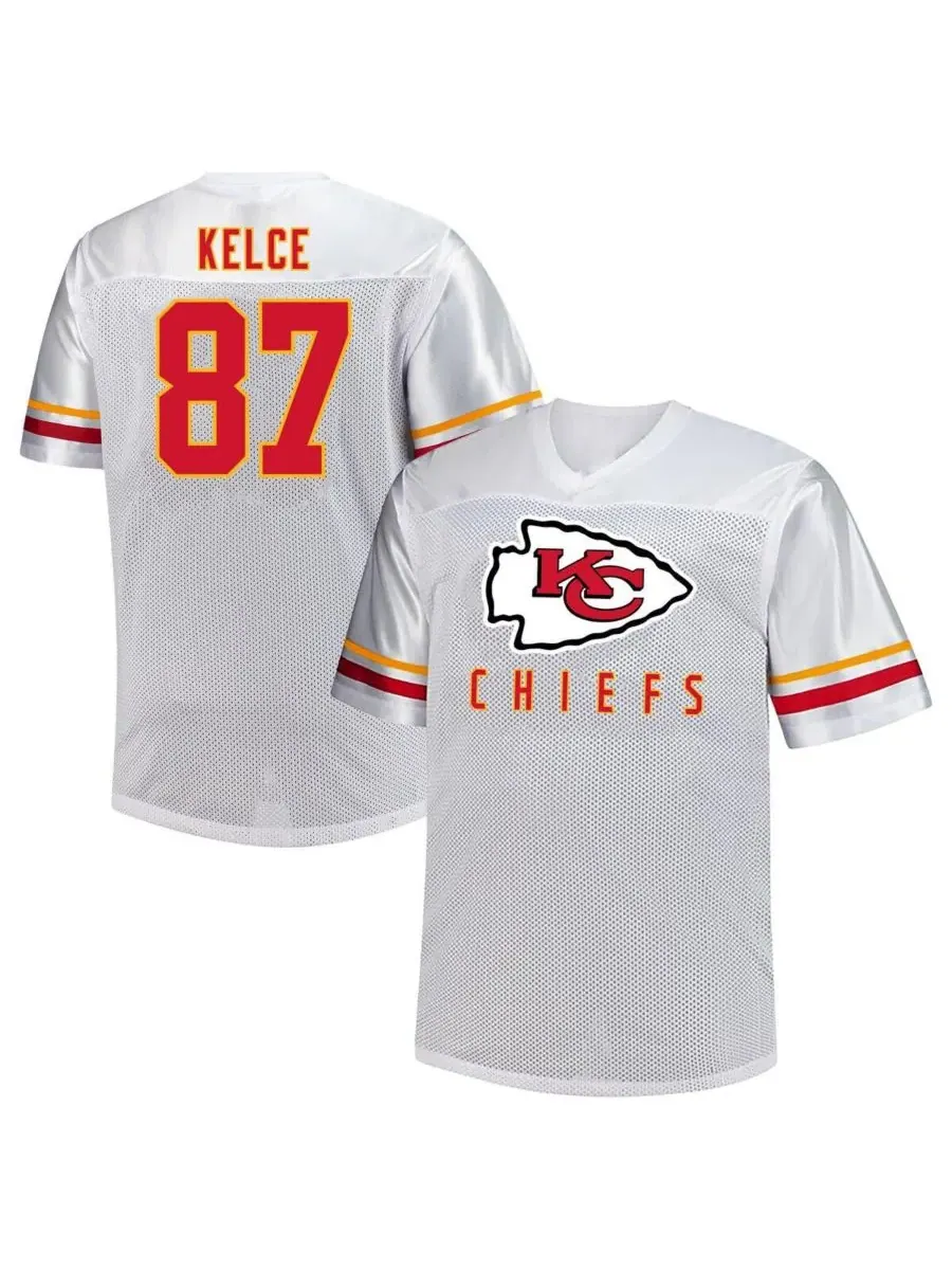 Fanatics Мужская белая футболка Travis Kelce Kansas City Chiefs большого размера с V-образным