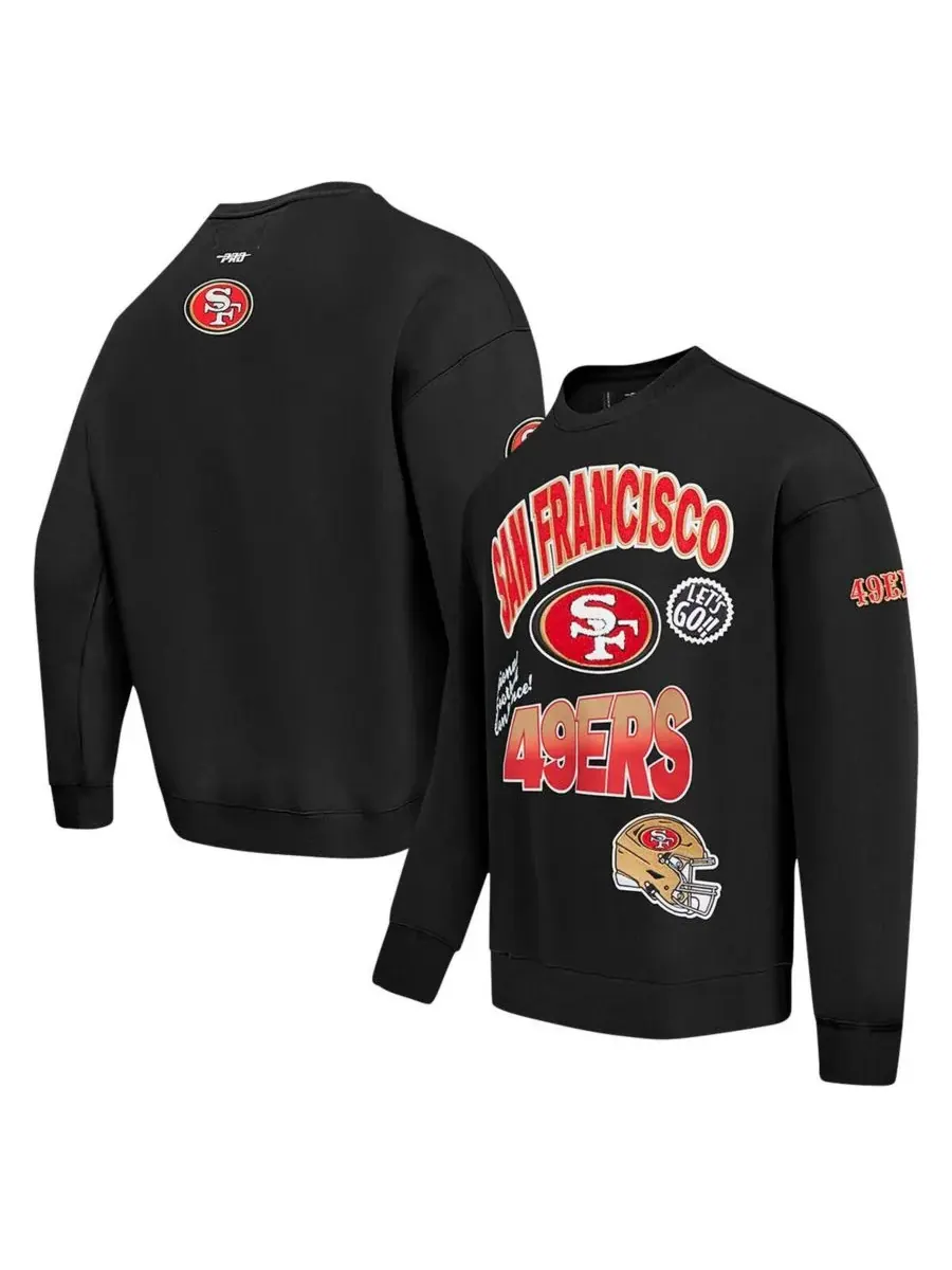 Pro Standard Мужская черная толстовка с откидными плечами San Francisco 49ers Turn It Up