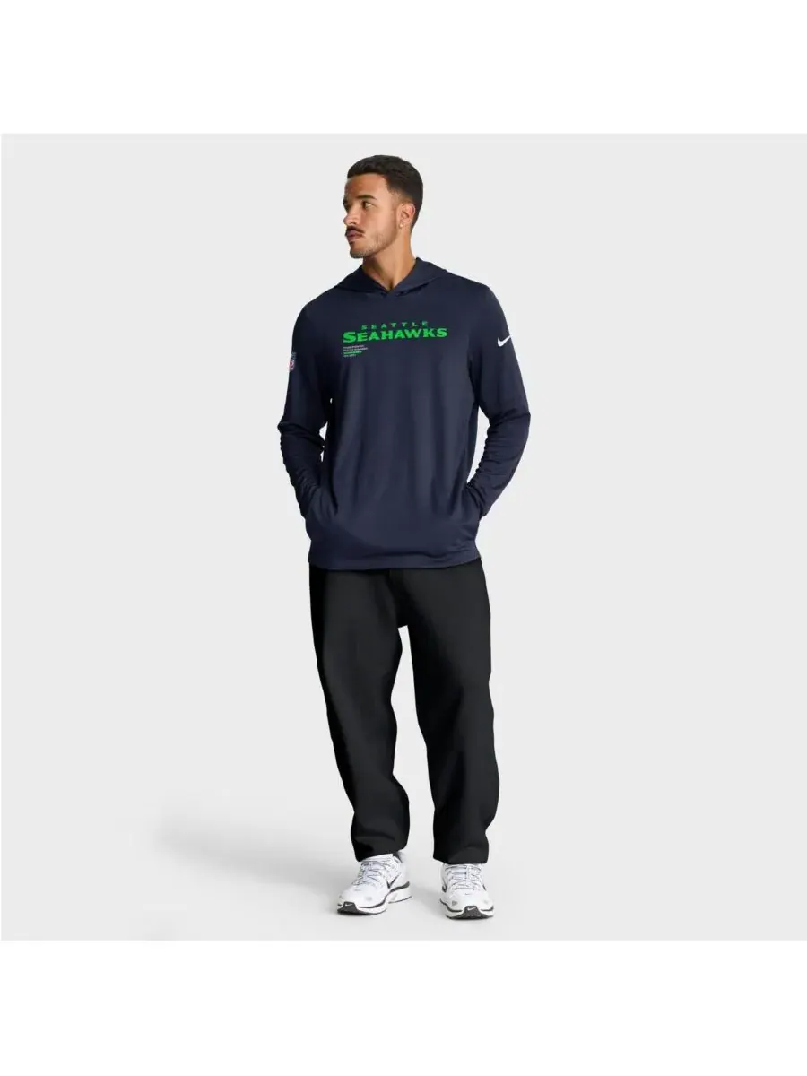 Nike Мужская футболка с длинным рукавом College Navy Seattle Seahawks Sideline Pure Fury Performance — изображение 3 из 5