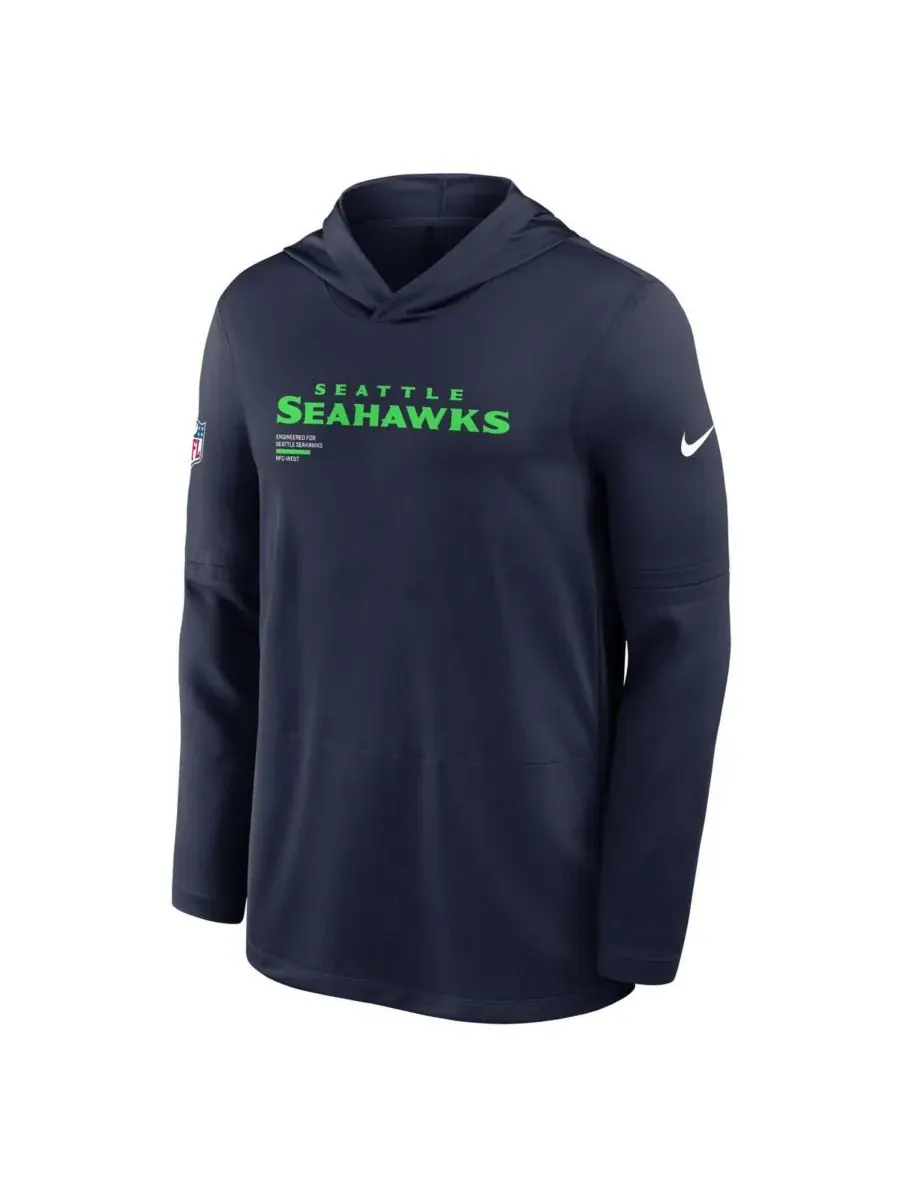 Nike Мужская футболка с длинным рукавом College Navy Seattle Seahawks Sideline Pure Fury Performance — изображение 4 из 5