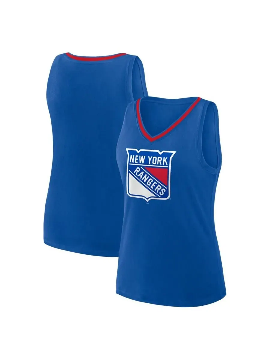 Logo Athletic Женская синяя майка с V-образным вырезом New York Rangers Stellar Win