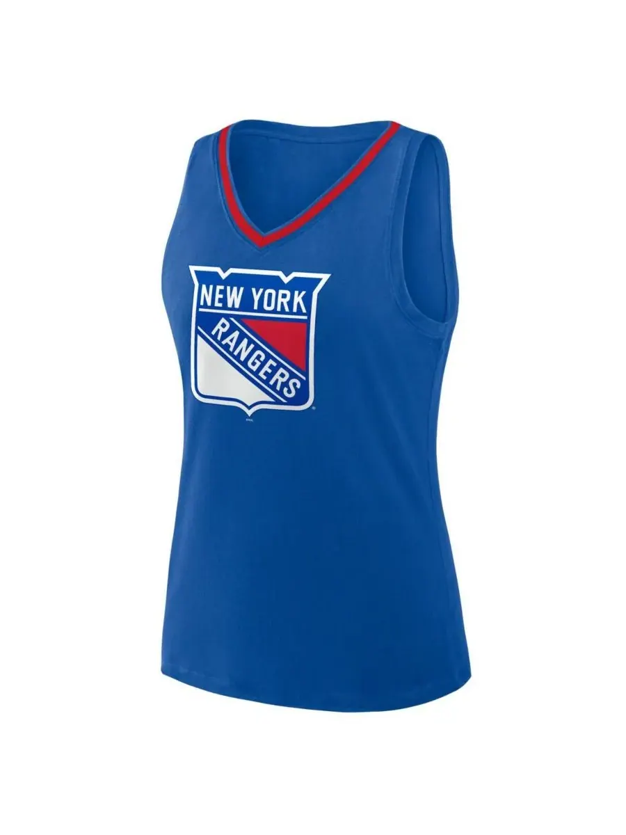 Logo Athletic Женская синяя майка с V-образным вырезом New York Rangers Stellar Win — изображение 2 из 3, синий
