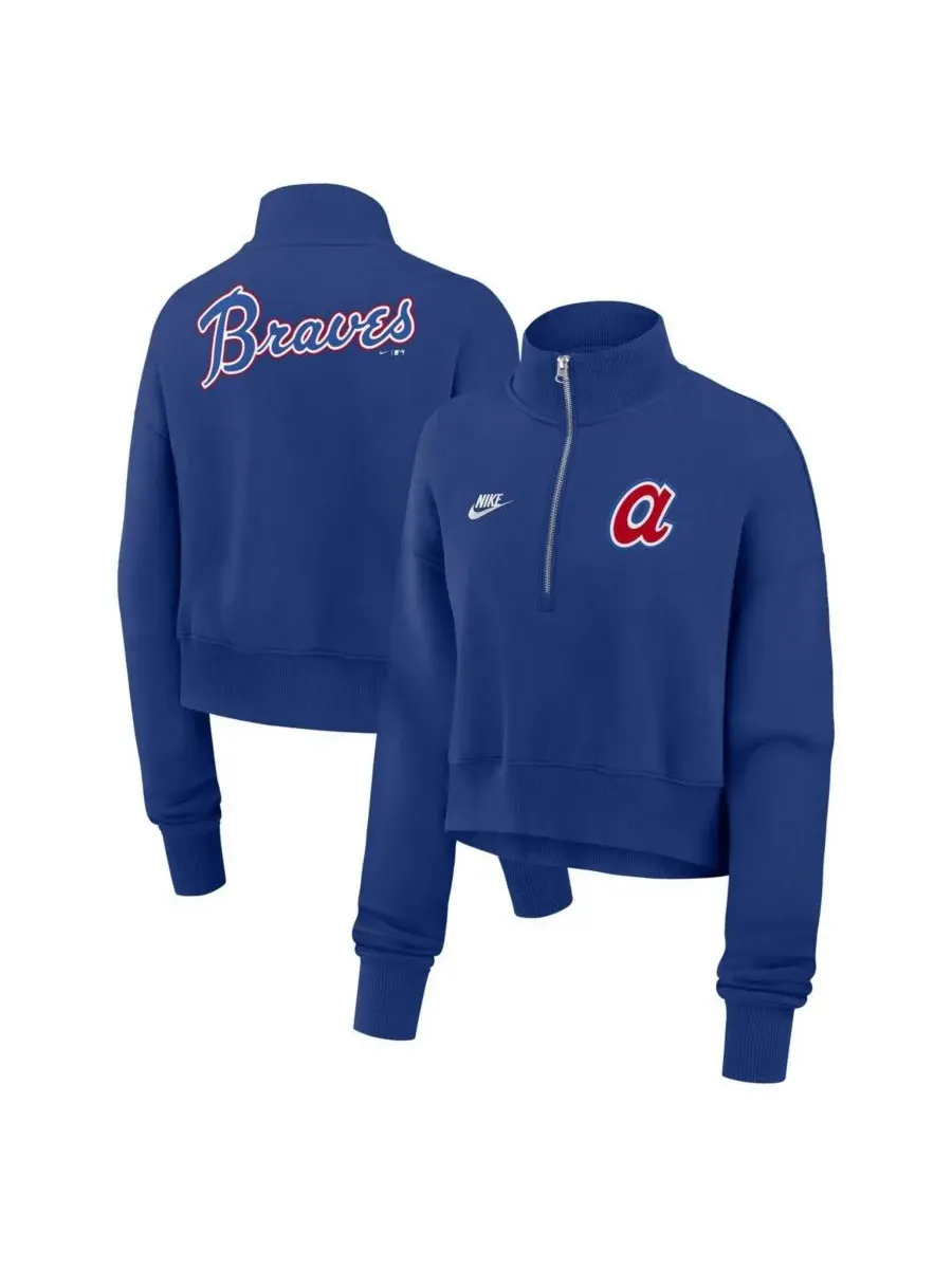 Женская толстовка Royal Atlanta Braves Cooperstown Collection Phoenix Fleece с застежкой-молнией до