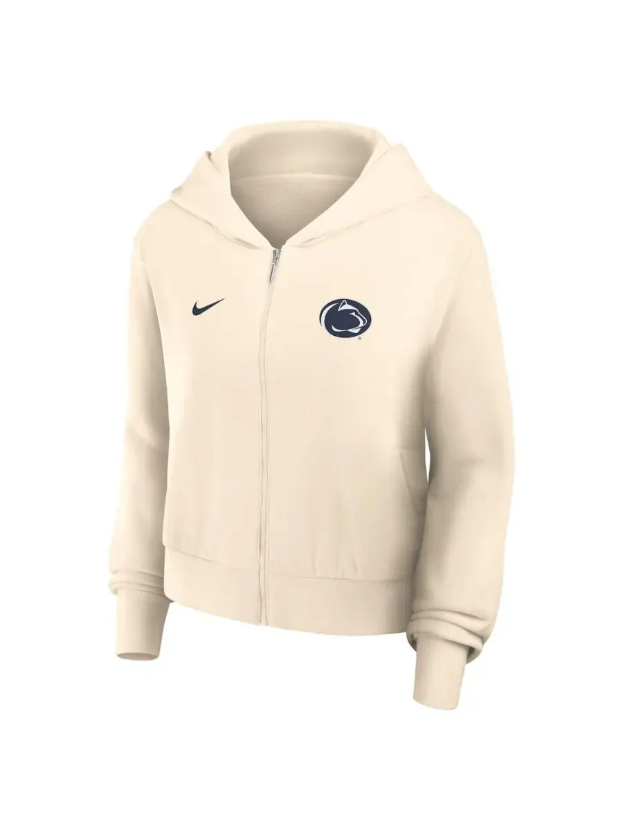 Nike Женская кремовая толстовка на молнии Penn State Nittany Lions Chill — изображение 2 из 3, бежевый