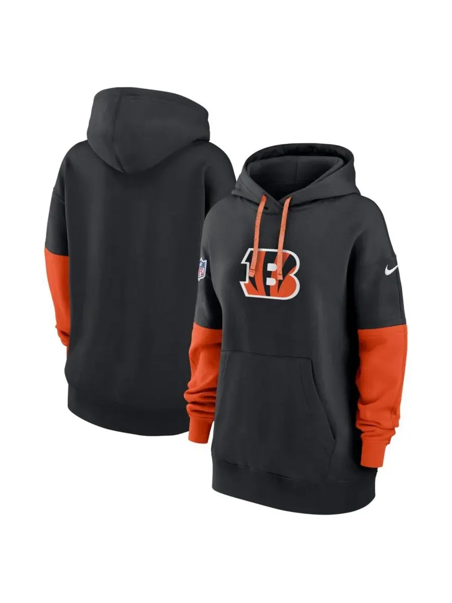 Nike Женская черная флисовая толстовка с капюшоном Cincinnati Bengals 2024 Sideline Essential