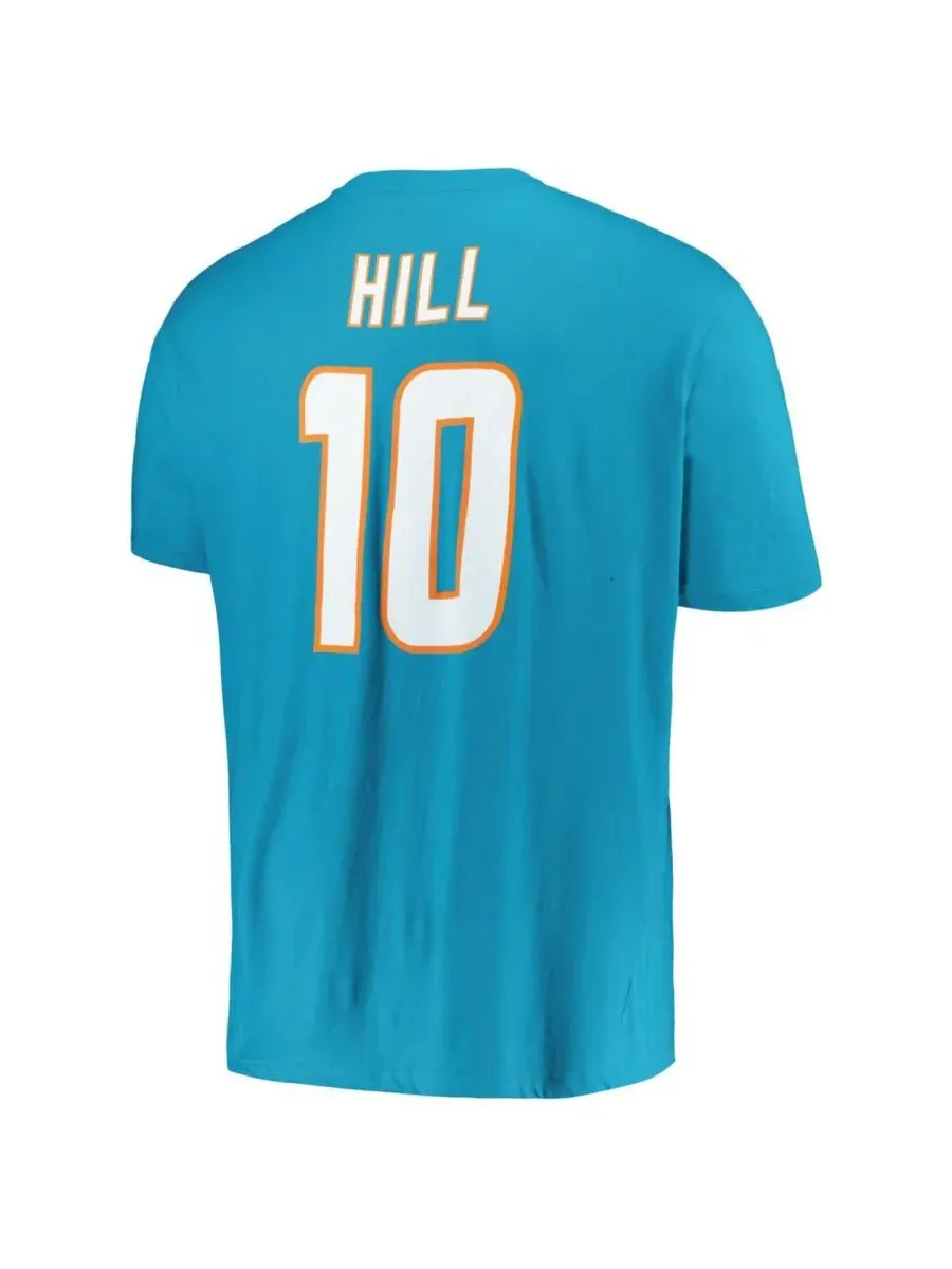Мужская футболка Tyreek Hill Aqua Miami Dolphins большого размера с именем и номером игрока Fanatics — изображение 2 из 3