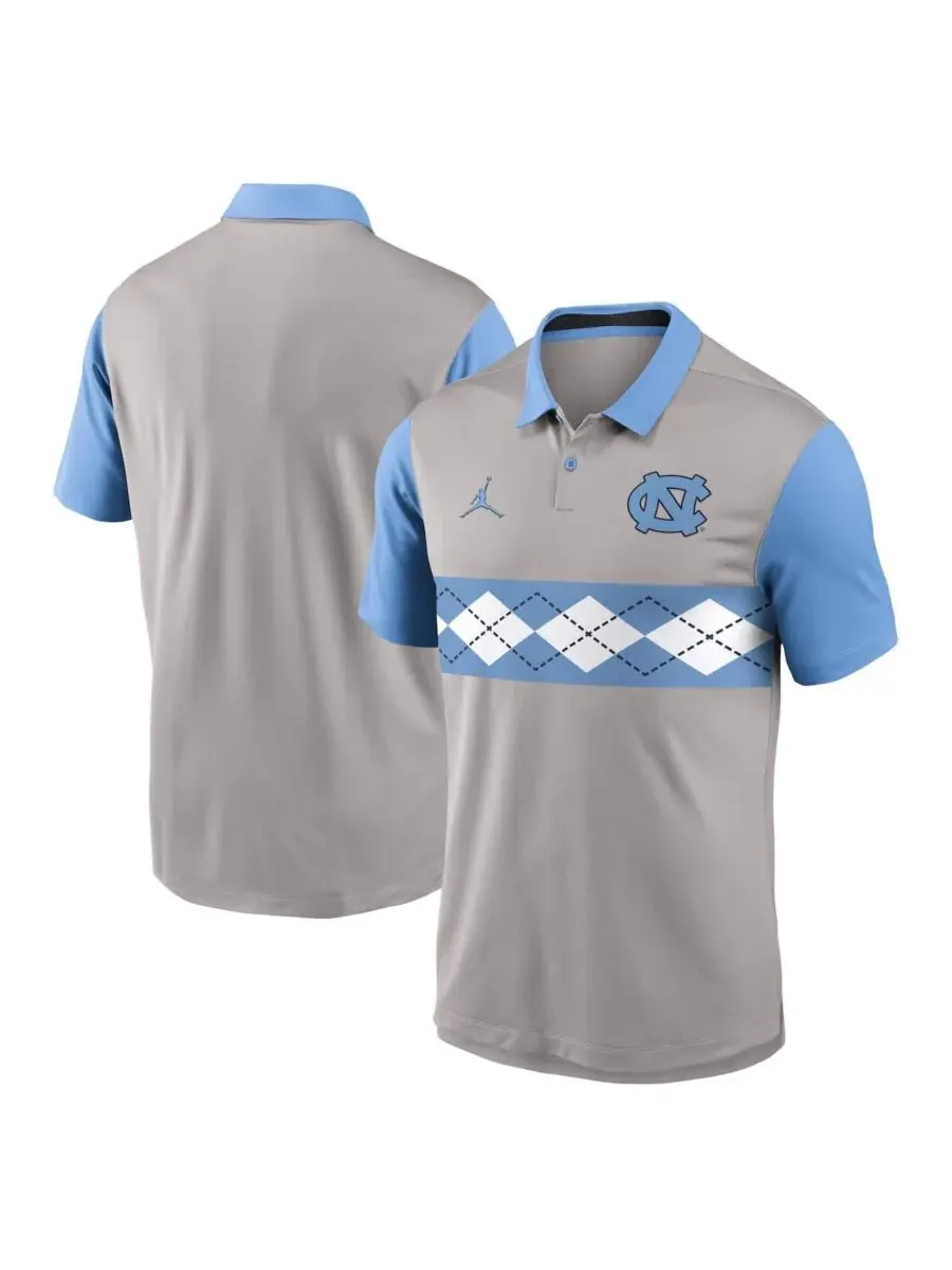 Jordan Мужская серо-голубая футболка-поло North Carolina Tar Heels Vapor Performance