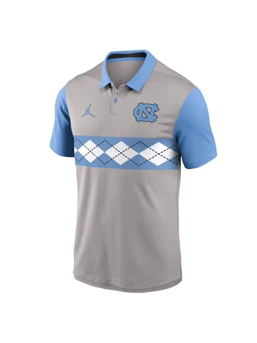 Jordan Мужская серо-голубая футболка-поло North Carolina Tar Heels Vapor Performance — изображение 2 из 3
