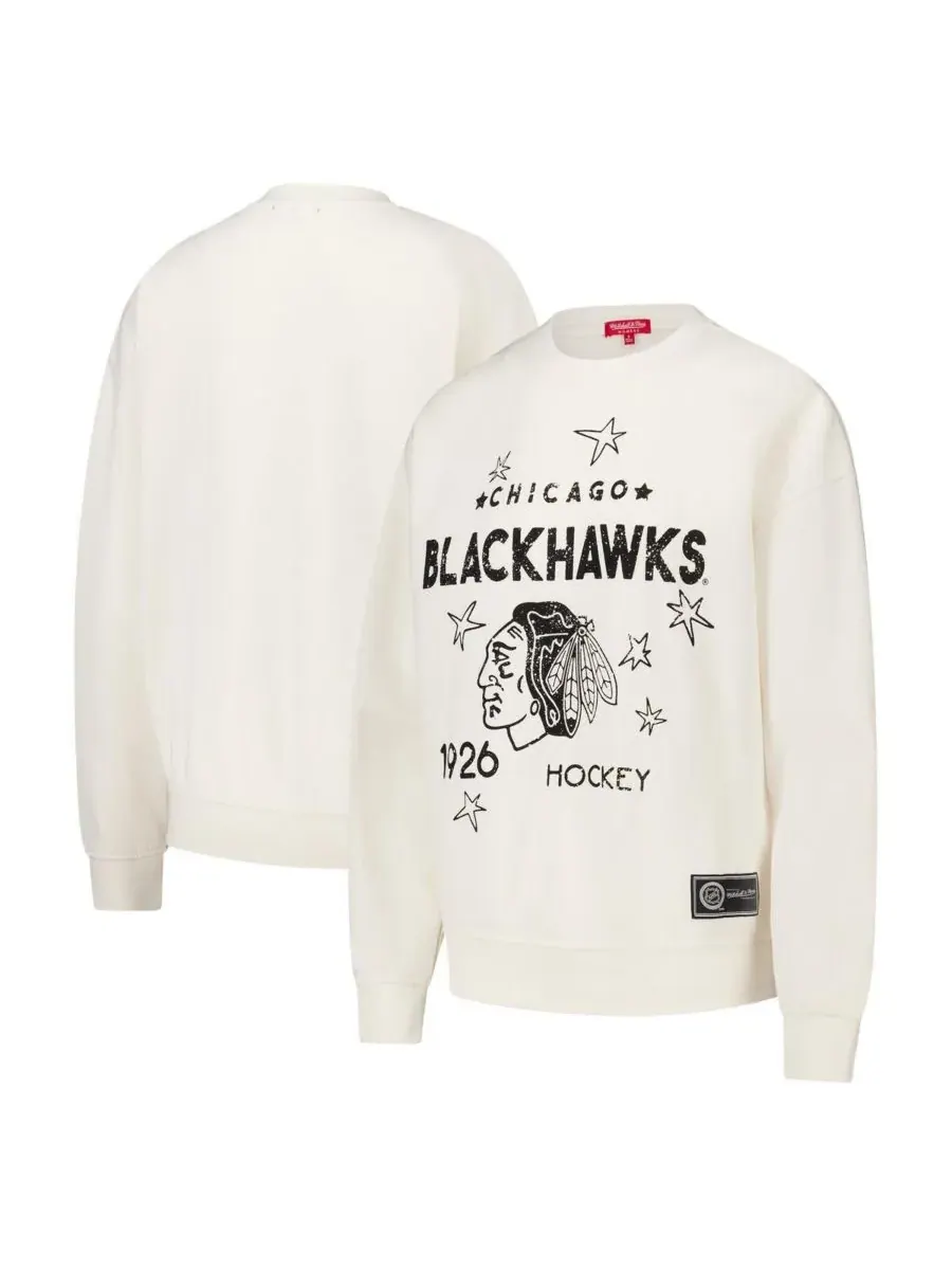 Mitchell & Ness Женская кремовая толстовка с логотипом Chicago Blackhawks Logo 3.0