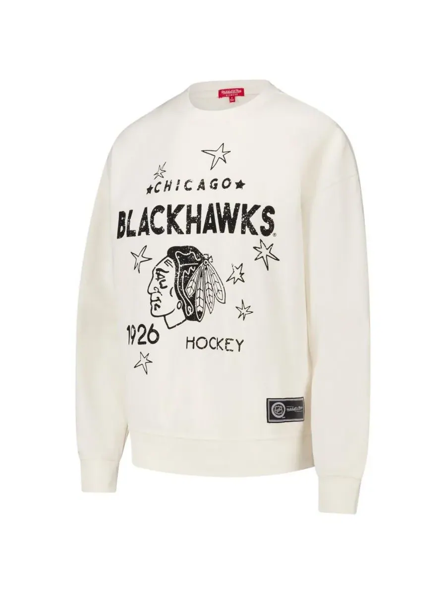 Mitchell & Ness Женская кремовая толстовка с логотипом Chicago Blackhawks Logo 3.0 — изображение 3 из 3, бежевый