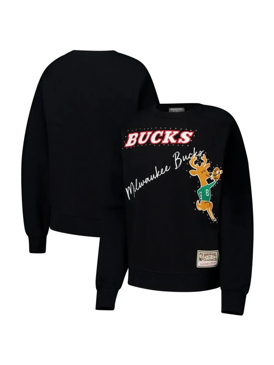 Mitchell & Ness Женская черная толстовка Milwaukee Bucks Hardwood Classics Home Team