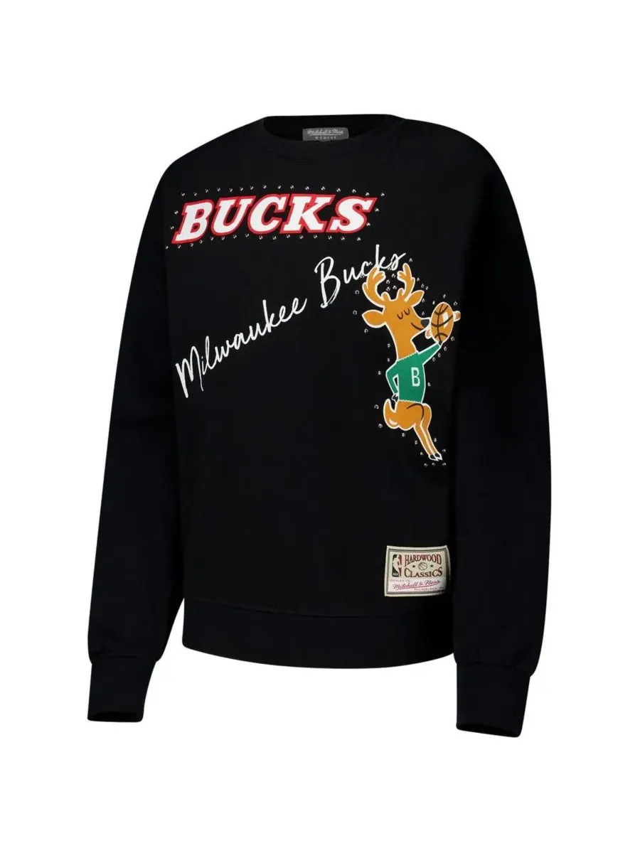 Mitchell & Ness Женская черная толстовка Milwaukee Bucks Hardwood Classics Home Team — изображение 3 из 3, черный