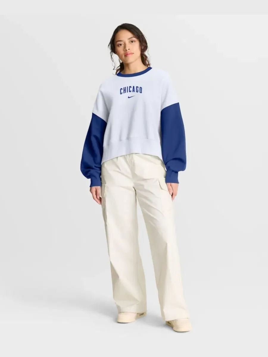 Свитшот оверсайз из флиса с принтом Chicago Cubs Oversized High Hip Fleece Sweatshirt Nike — изображение 5 из 5, белый