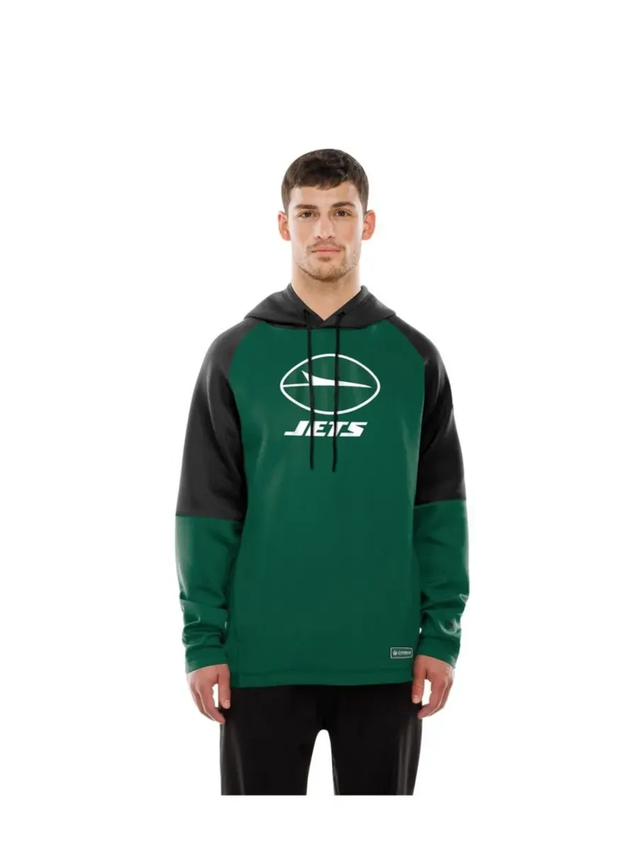 Толстовка на молнии с капюшоном New York Jets Combine Authentic Color Block Raglan Pullover Hoodie — изображение 2 из 5
