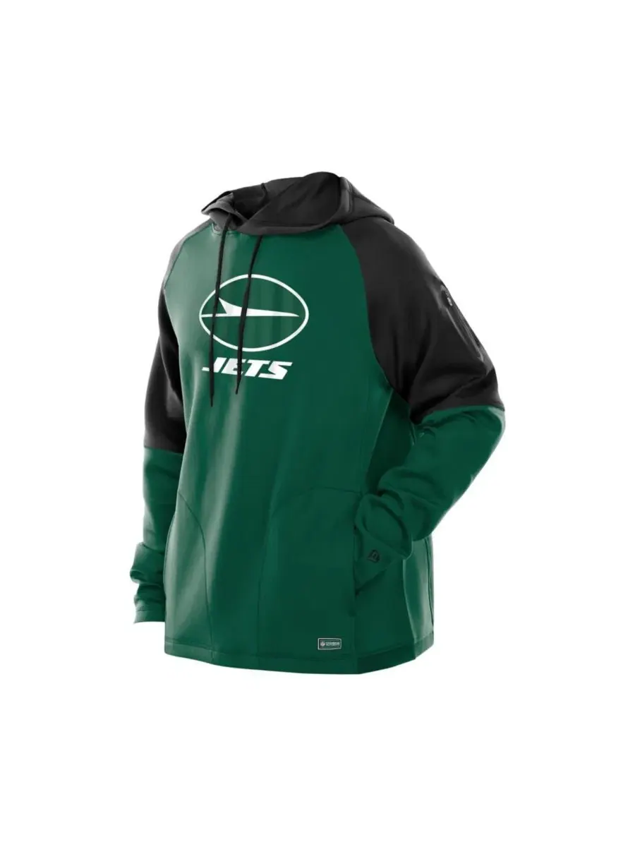 Толстовка на молнии с капюшоном New York Jets Combine Authentic Color Block Raglan Pullover Hoodie — изображение 4 из 5