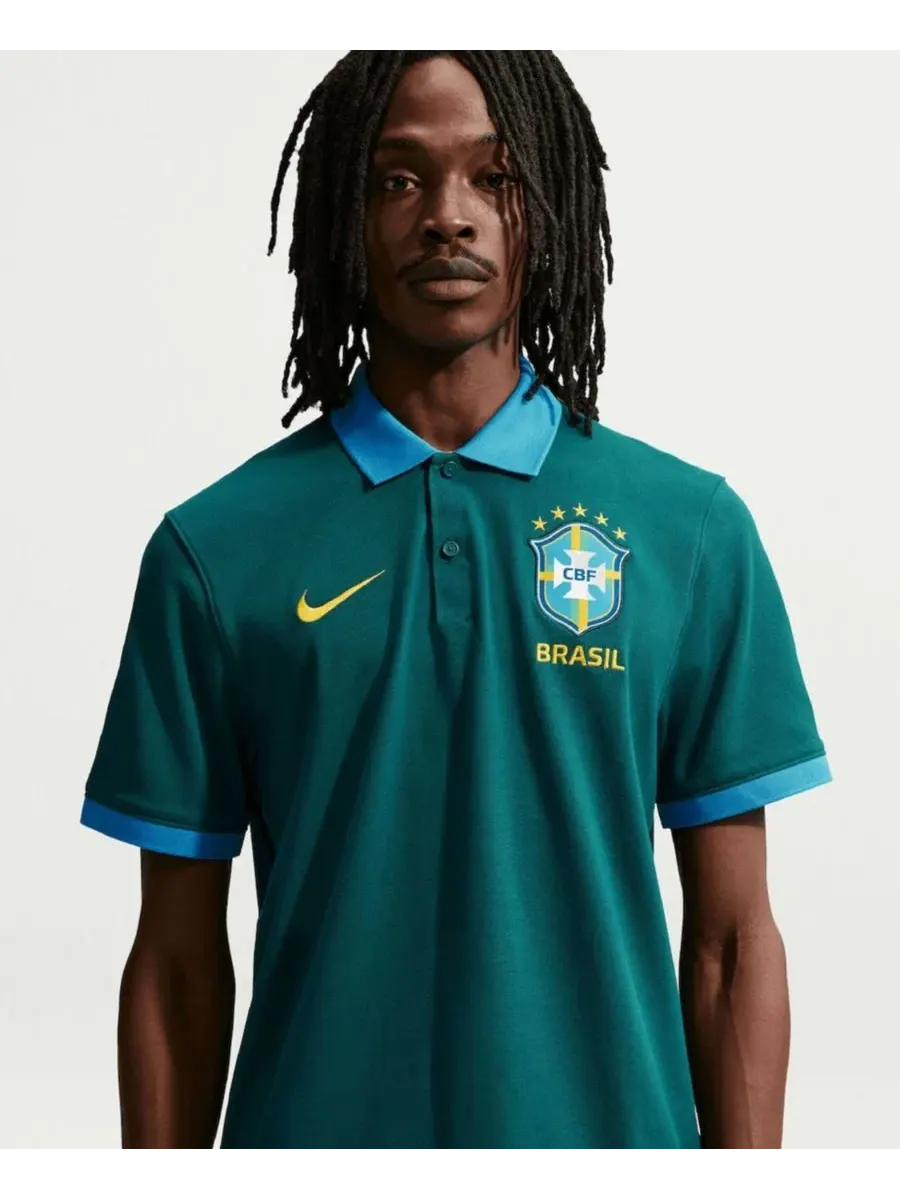 Футболка-поло Nike с технологией Dri-FIT, Brazil National Team — изображение 4 из 5, зеленый