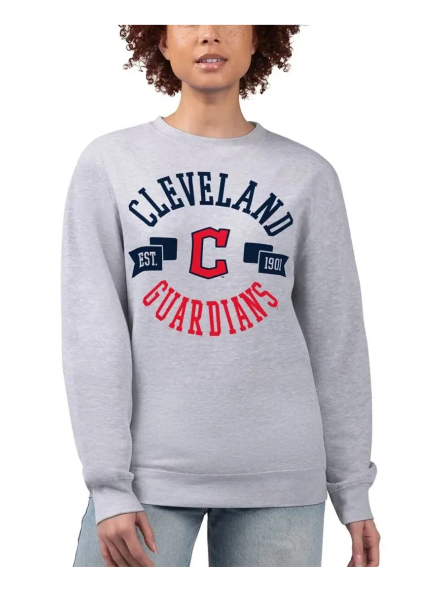 Женский свитшот с флисовой подкладкой и принтом Cleveland Guardians Heather Gray G-III 4Her by Carl