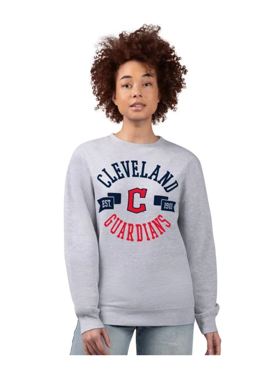 Женский свитшот с флисовой подкладкой и принтом Cleveland Guardians Heather Gray G-III 4Her by Carl — изображение 3 из 4