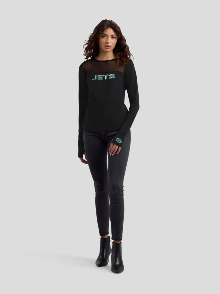 Футболка с длинным рукавом с сетчатой вставкой New York Jets WEAR by Erin Andrews — изображение 4 из 5, черный