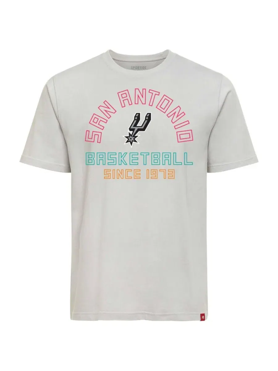Футболка с принтом Outline San Antonio Spurs Sportiqe — изображение 2 из 3, серебряный