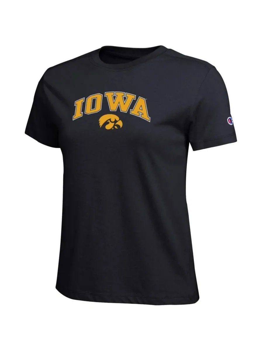 Женская черная футболка с логотипом Iowa Hawkeyes в виде дуги Champion — изображение 3 из 3, черный