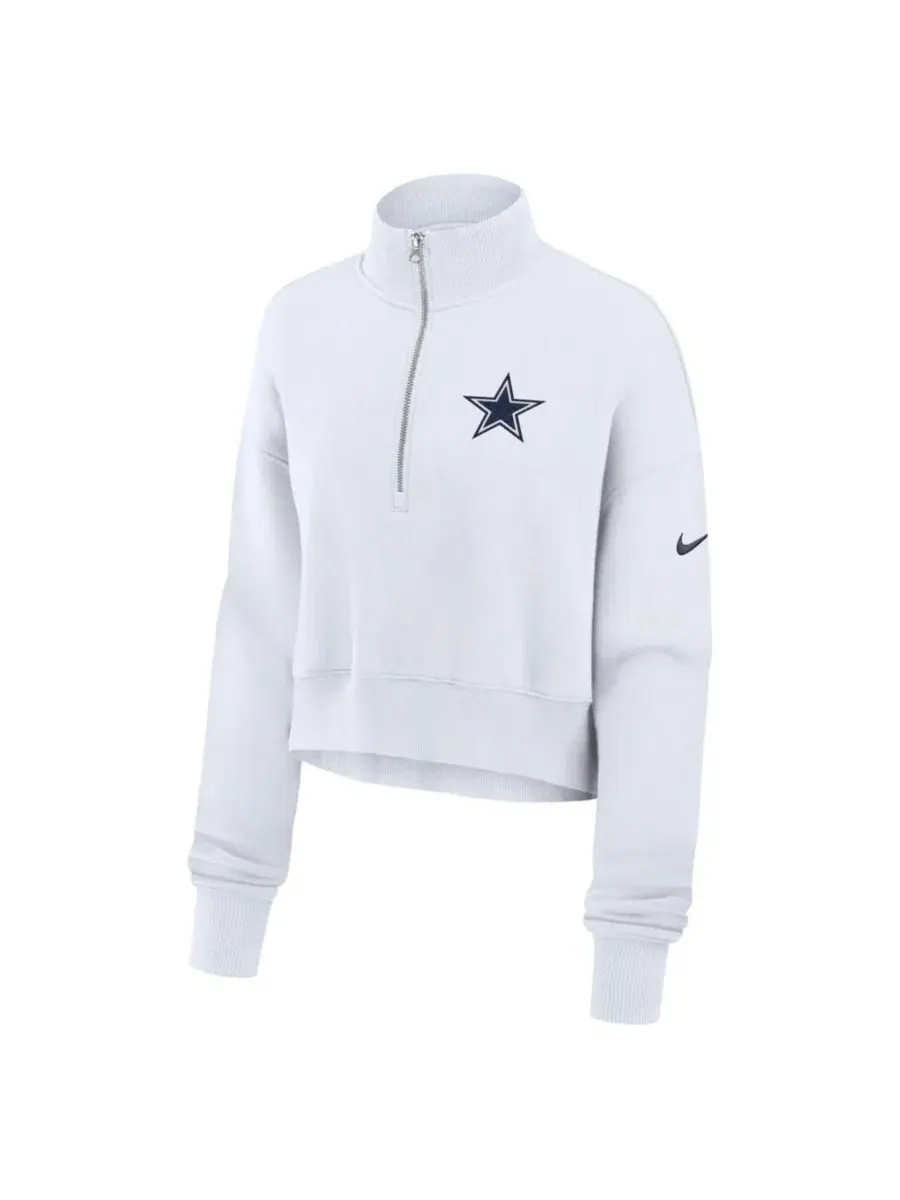 Женский оверсайз свитшот Nike с флисовой тканью, кроп-квартал-зип, модель Phoenix Fleece — изображение 2 из 2, белый