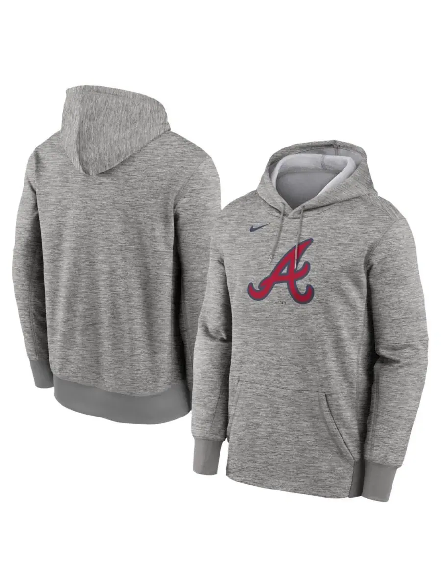 Толстовка с капюшоном Nike Therma Atlanta Braves Heather Gray