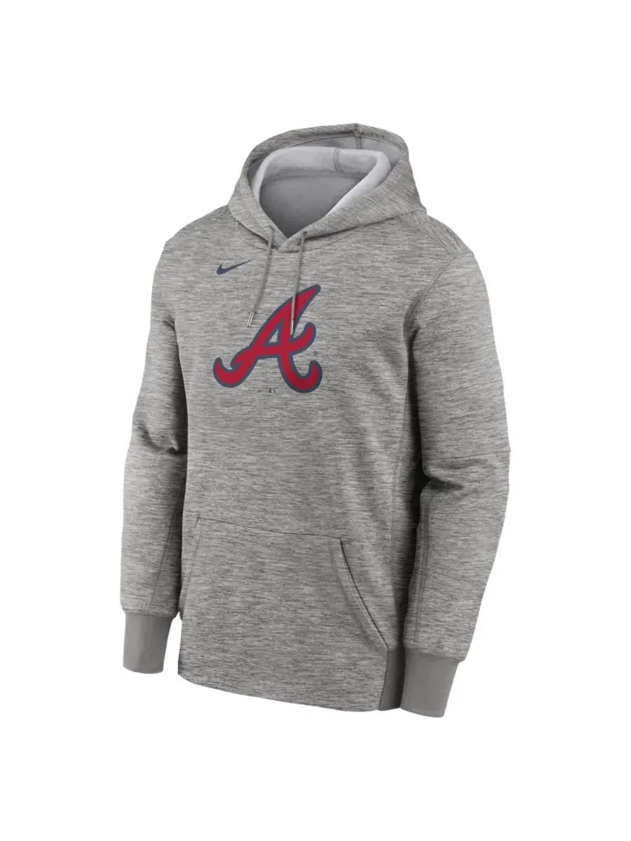 Толстовка с капюшоном Nike Therma Atlanta Braves Heather Gray — изображение 2 из 3, серый