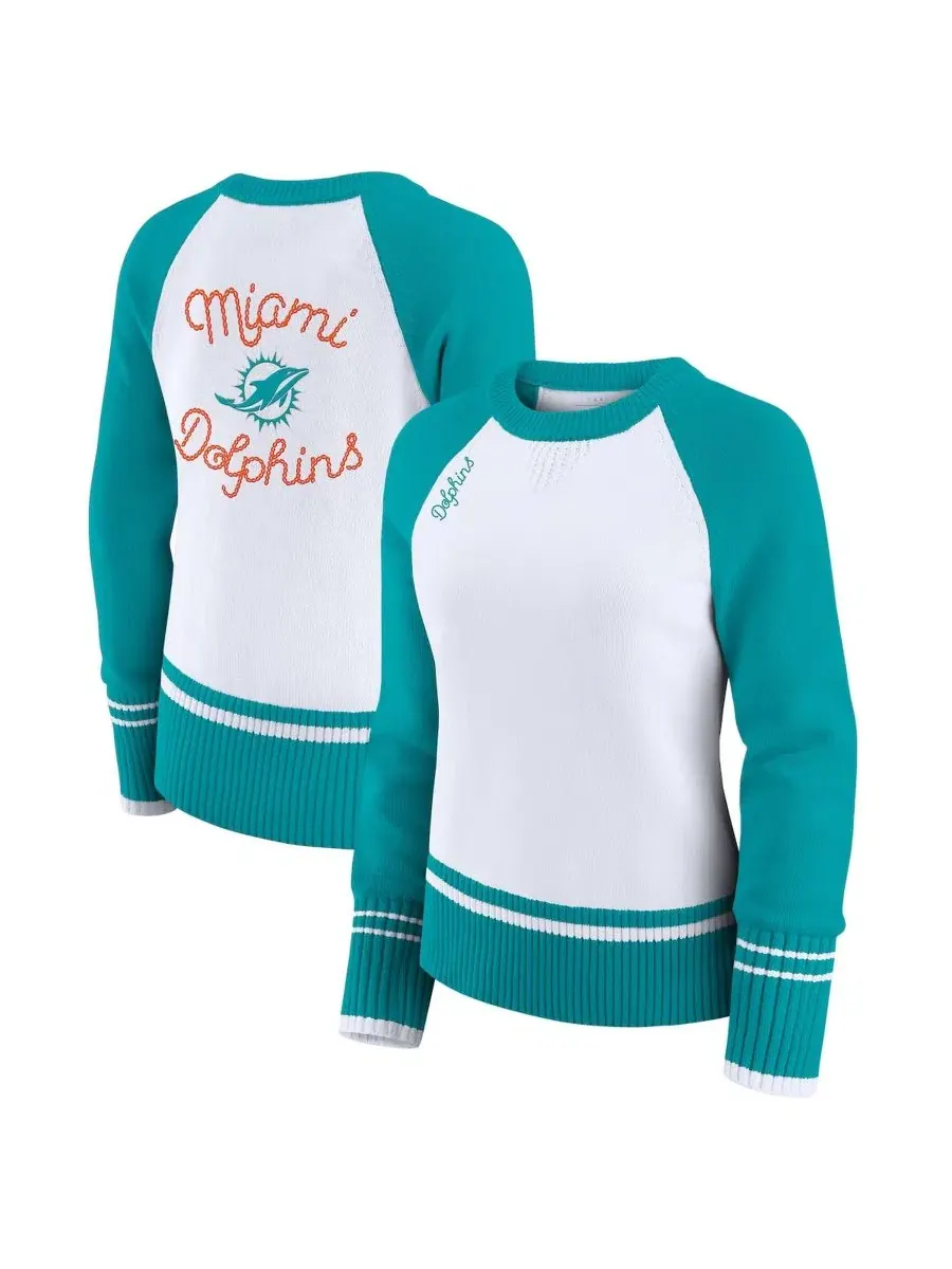 Свитер реглан с принтом, с длинным рукавом, Miami Dolphins WEAR by Erin Andrews