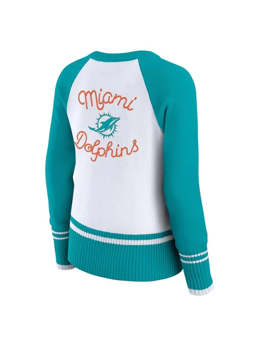 Свитер реглан с принтом, с длинным рукавом, Miami Dolphins WEAR by Erin Andrews — изображение 3 из 5, белый