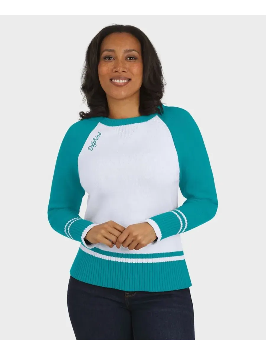 Свитер реглан с принтом, с длинным рукавом, Miami Dolphins WEAR by Erin Andrews — изображение 4 из 5, белый