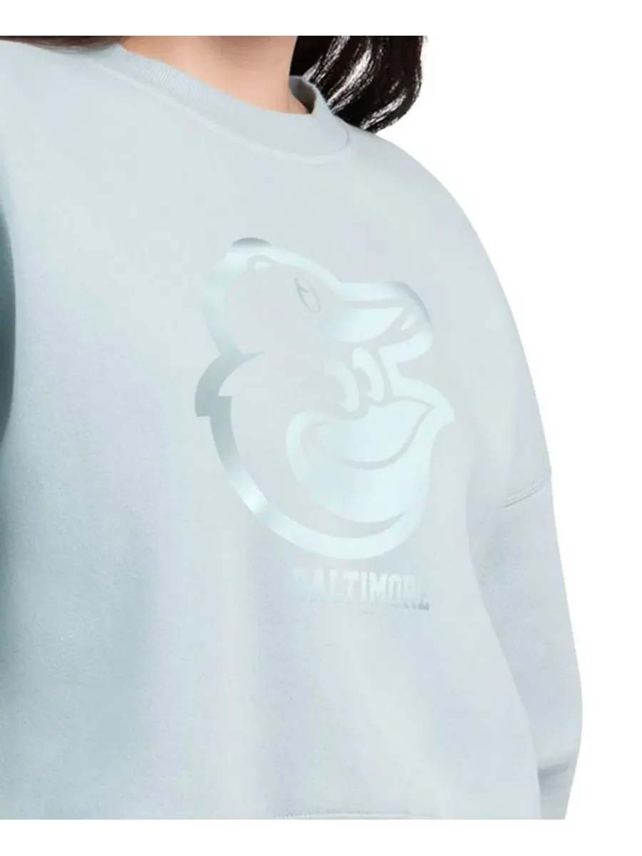 Женский свитшот из футера с набивным рисунком Boxy Fleece Baltimore Orioles Pastels Starter — изображение 2 из 3, мята